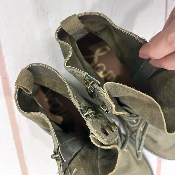 Sam Edelman Olive Army Green Nubuck Suede Mackay Lace Up Ankle Combat Moto Boots - Picture 9 of 9